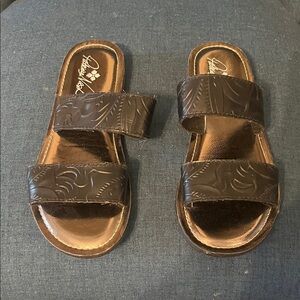 Patricia Nash Brown Embossed Sandals